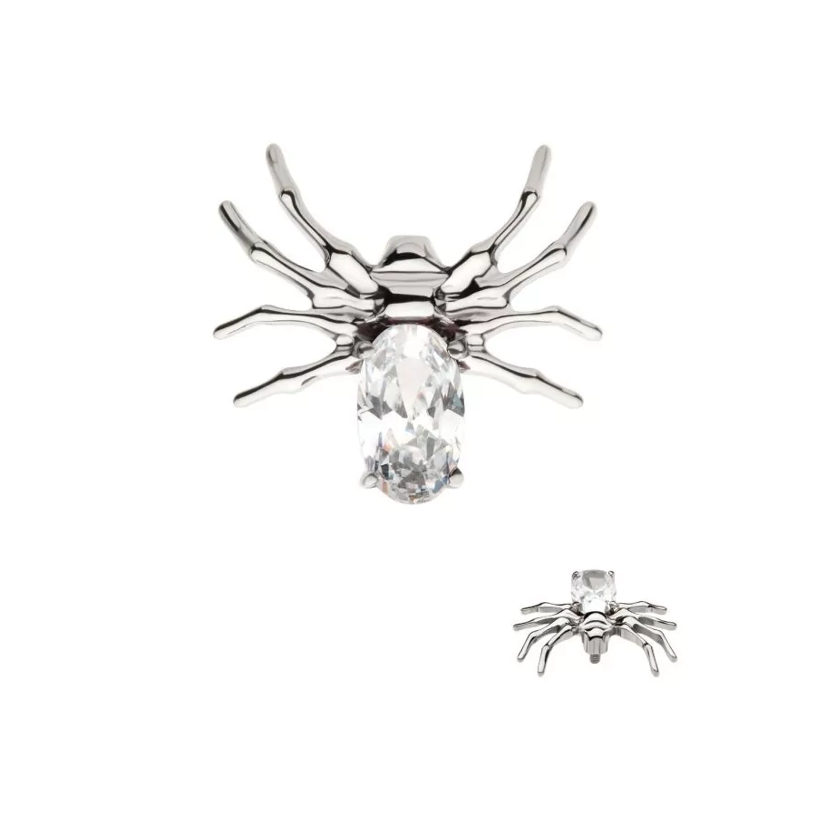 [iv_embout_13-TITD960K] Piercing Embout - Titane F136 Gamme Invictus - Embout 14 avec pas de vis interne 0,9 mm pour piercing 1,2 mm araignée strass*