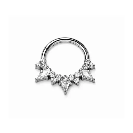 [fb_STERILE_anneau_1920-FB-1920] Piercing Anneau - Titane F136 Stérile - Clicker 1920 avec fermeture à charnière 3 strass losange 1,2 x 8 mm*