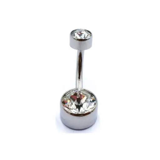 [i_banane_interne_stérile-STXB16] Piercing Banane - Titane F136 Interne Stérile Gamme Itc - Banane avec pas de vis interne et 2 strass 1,6 x 10 mm*
