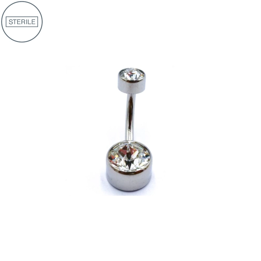 [i_banane_stérile_banane_interne-STXB16] Banane Nombril Stérile Interne - Banane Interne Gamme Itc - Piercing en titane pas de vis interne avec 2 strass