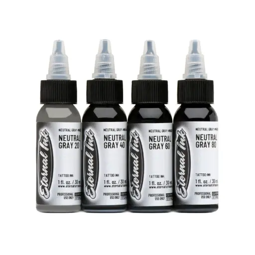 [b_NON_REACH_encre_eternal_set_neutral_gray-731277] Encre Entrainement Tattoo Grise - Eternal Ink Set Neutral Gray - Encre artistique pour entrainement au tatouage NON REACH 4 x 30 ml*