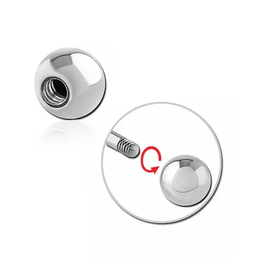 Bille Piercing - Titane Stérile - Bille avec pas de vis externe*