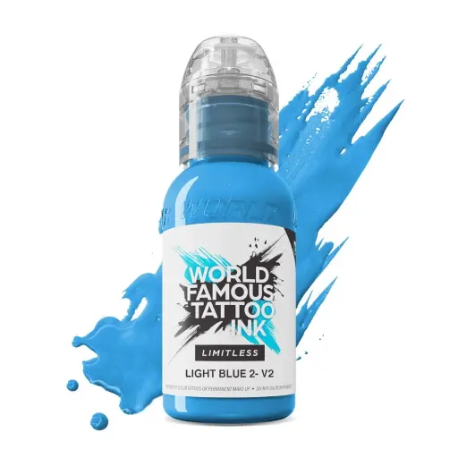 [ki_encre_world_famous_light_blue_2_v2-LTLB2V21-S] Encre Tattoo Blue - World Famous Ink Limitless Light Blue 2 V2 - Mélange pour le tatouage encre reach 30 ml