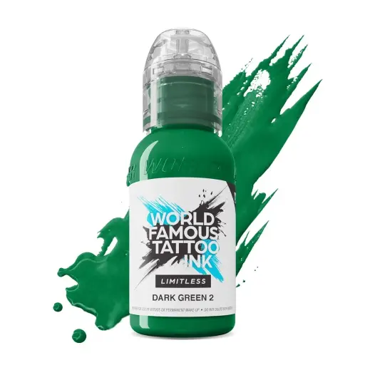 [ki_encres_world_famouss_dark_green_2-LTDG21-S] Encre Tattoo Verte - World Famous Ink Limitless Dark  Green 2 - Mélange pour le tatouage encre reach 30 ml