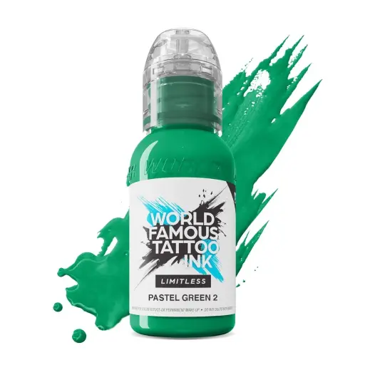 [ki_encre_world_famous_pastel_green_2-LTPG21-S] Encre Tattoo Verte - World Famous Ink Limitless Pastel Green 2 - Mélange pour le tatouage encre reach 30 ml