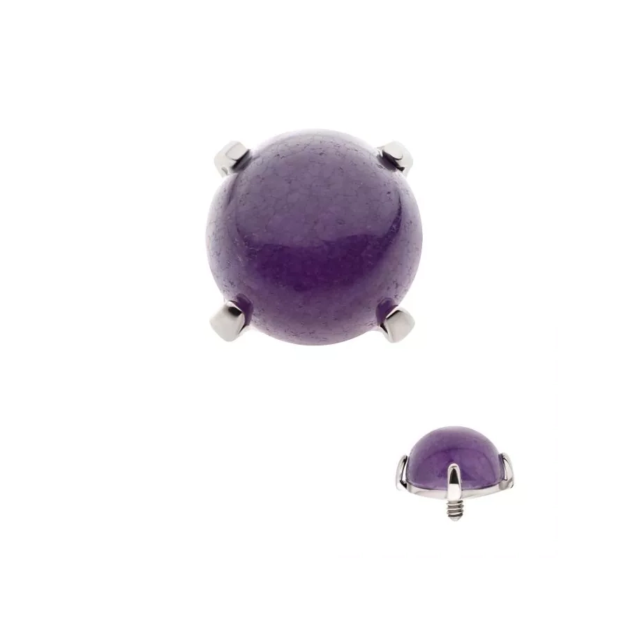 [iv_embout_09-titd946am_164] Piercing Embout - Titane F136 Gamme Invictus - Embout 10 avec pas de vis interne 0,9 mm pour piercing 1,2 mm pierre naturelle améthyste*
