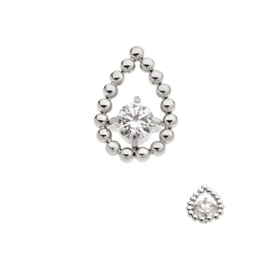 [iv_embout_08-titd846_16c] Piercing Embout - Titane F136 Gamme Invictus - Embout 9 avec pas de vis interne 0,9 mm pour piercing 1,2 mm goutte strass*