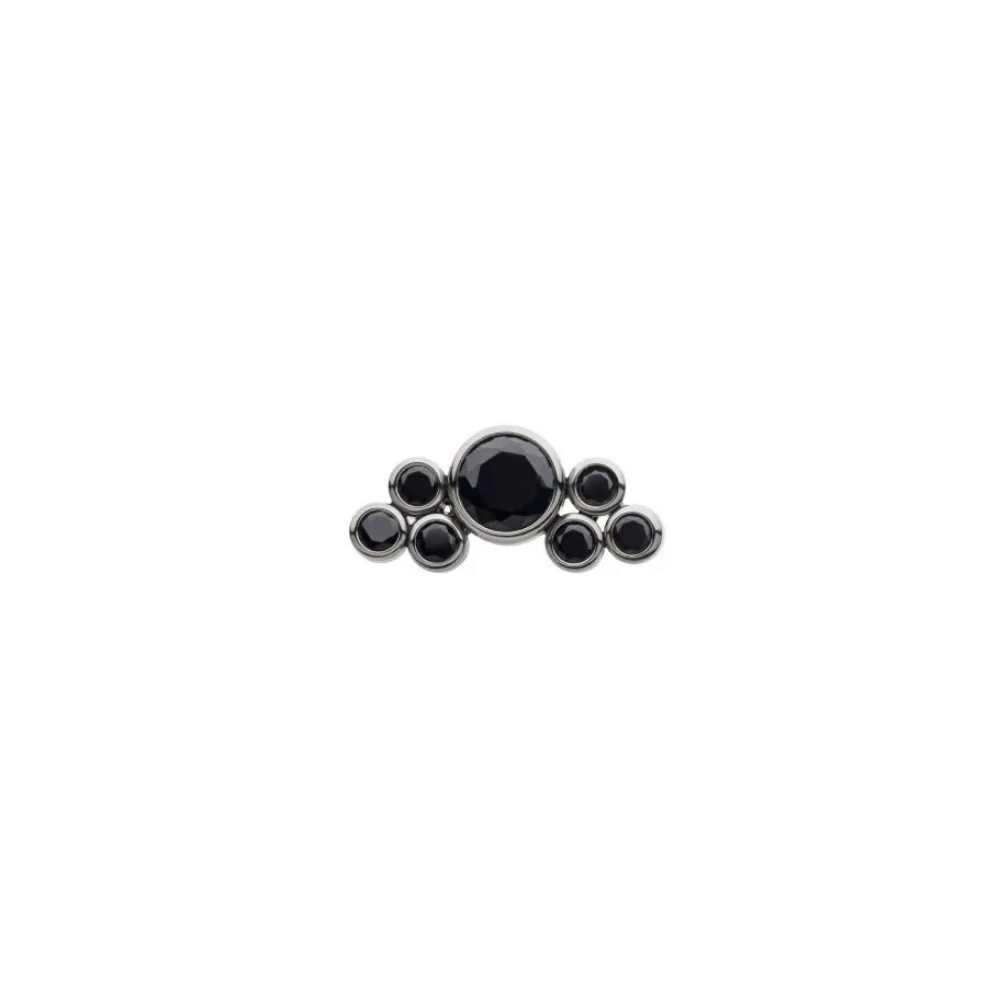[iv_embout_07-titdm3_16k] Piercing Embout - Titane F136 Gamme Invictus - Embout 8 avec pas de vis interne 0,9 mm pour piercing 1,2 mm cluster 7 zircone noir*
