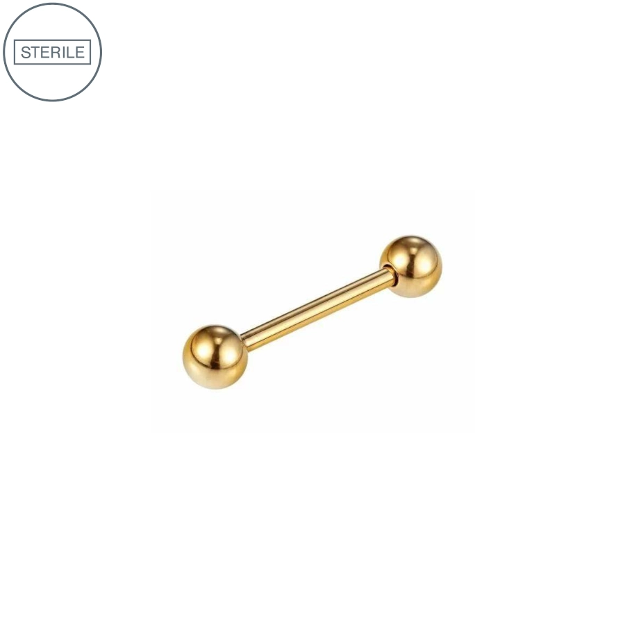 Piercing Barbell - Barbell Stérile Interne - Barbell en titane pvd gold avec pas de vis interne et bille