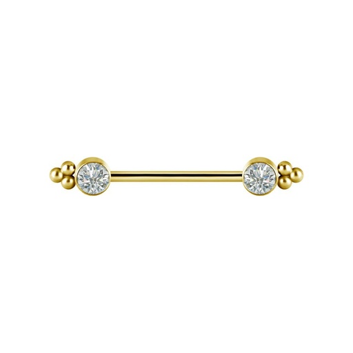 BARBELL VIS INTERNE TITANE PVD GOLD STRASS ZIRCONIA DEVILHEART