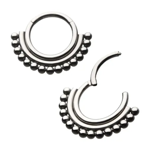 [iv_anneau_titane_7-TISGRHB0161] Piercing Anneau Titane 07 - Invictus Titane F136 - Clicker anneau a charniere cerclage 15 perles