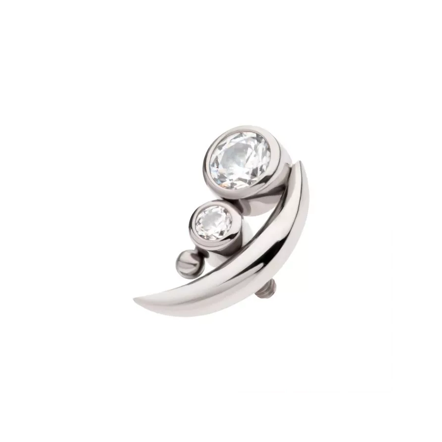 [iv_embout_11-titd817c] Piercing Embout - Titane F136 Gamme Invictus - Embout 11 avec pas de vis interne 0,9 mm pour piercing 1,2 mm lune strass*