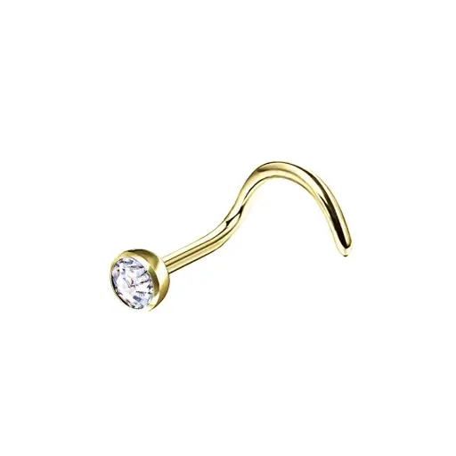 [G-ST3-i_GOLD_stud_nez_strass-STVS10BL] Piercing Nez - Titane F136 Stérile Gold Gamme Itc - Stud de nez avec strass*