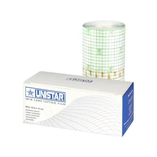 [ki_rouleau_film_pansement_unistar-UNI-ROLL "i"] Pansement Tattoo - Unistar Skin Care Tattoo Film - Film de protection et de soin pour les tatouages*