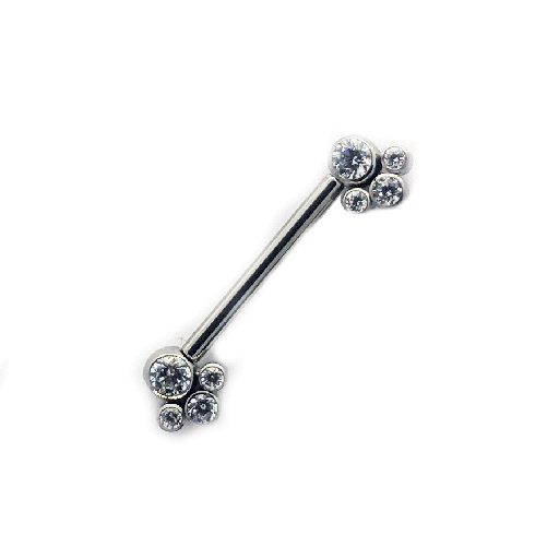 [ATK-THN99J16CZ] BARBELL TETON TITANE F136 THEADLESS CABOCHONS CLUSTER 4 STRASS