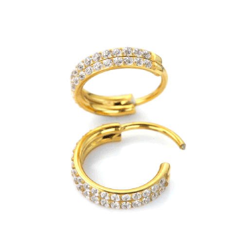 [ATK-BGTBH82J8] ANNEAU CLICKER TITANE F136 PVD GOLD DUAL JEWELED RINGS