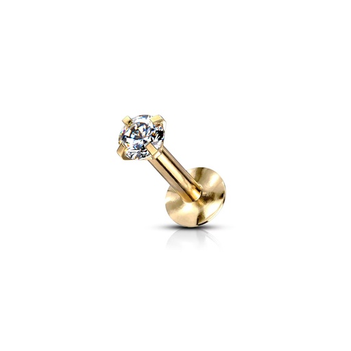 Labret Interne - Labret en titane pvd gold avec strass griffé