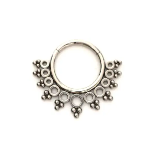 Anneau Titane Piercing - Gamme Hand Ink - Anneau clicker 18 en titane f136 cercles et perles