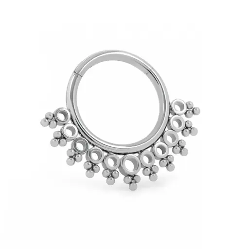Piercing Anneau - Titane Astm F136 - Clicker anneau n°57 avec fermeture à charnière cercles et perles*