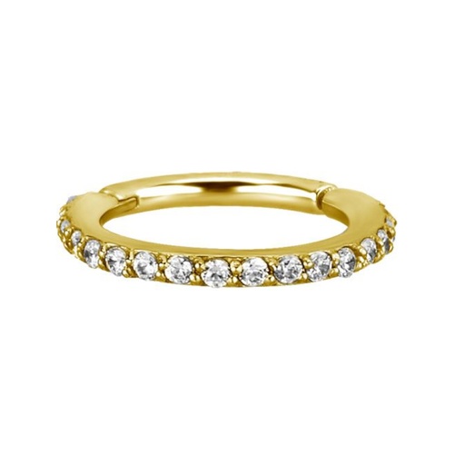 CLICKER ANNEAU A CHARNIERE PVD GOLD STRASS