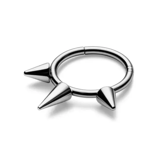 Piercing Anneau - Titane F136 Gamme Hand Ink - Clicker 20 avec fermeture à charnière 3 spikes*