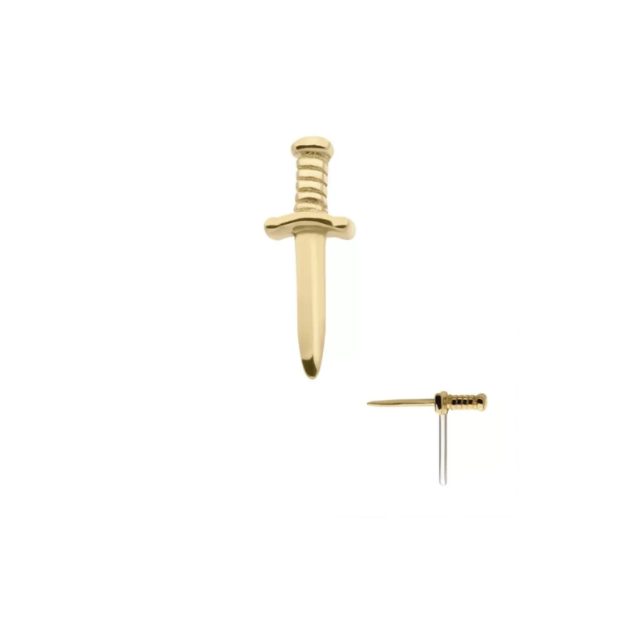 [iv_embout_threadless_gold_02-14KTLS307L] Embout Piercing Threadless Pvd Gold 02 Invictus - Embout sans filetage en titane f136 poignard
