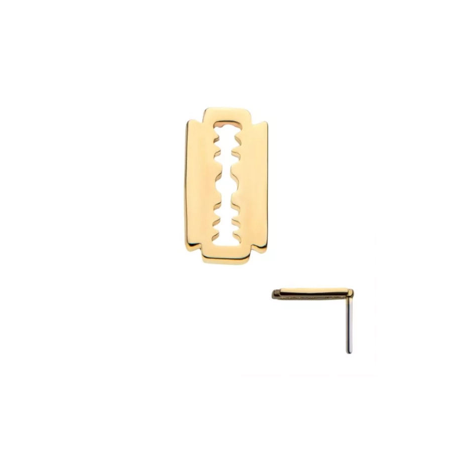 [iv_embout_threadless_gold_07-14KTLSMQ61] Embout Piercing Threadless Pvd Gold 07 Invictus - Embout sans filetage en titane f136 lame de rasoir