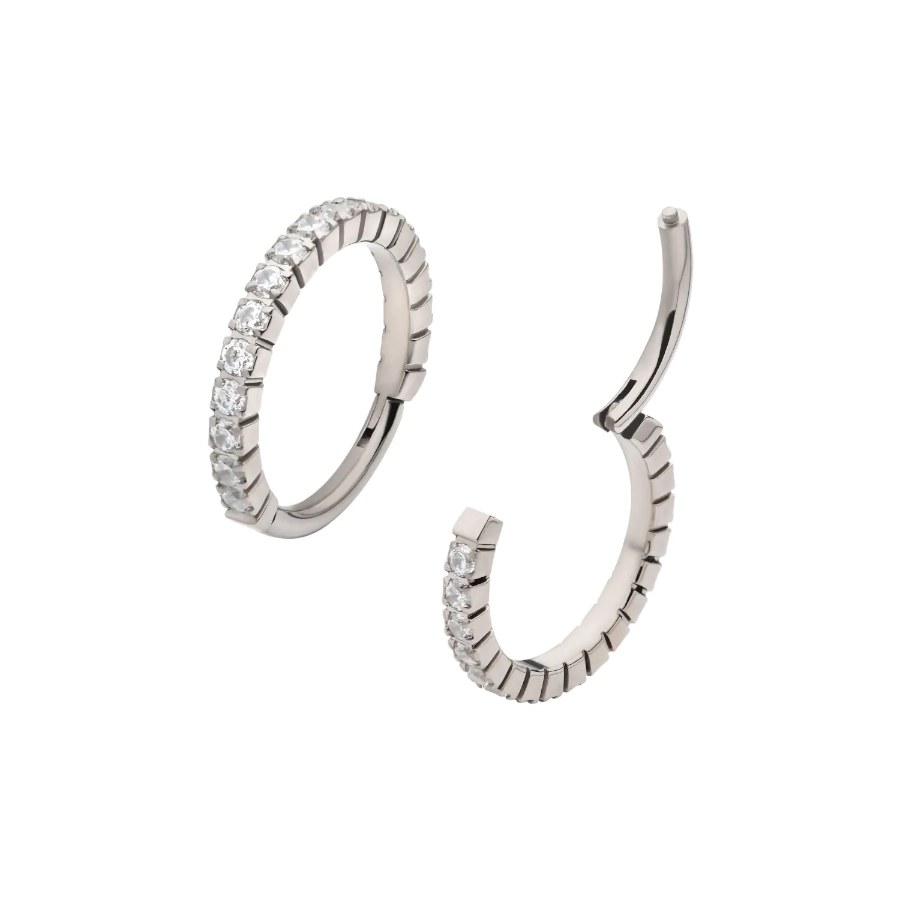 Piercing Anneau Titane 11 - Invictus Titane F136 - Clicker anneau a charniere crans 13 strass