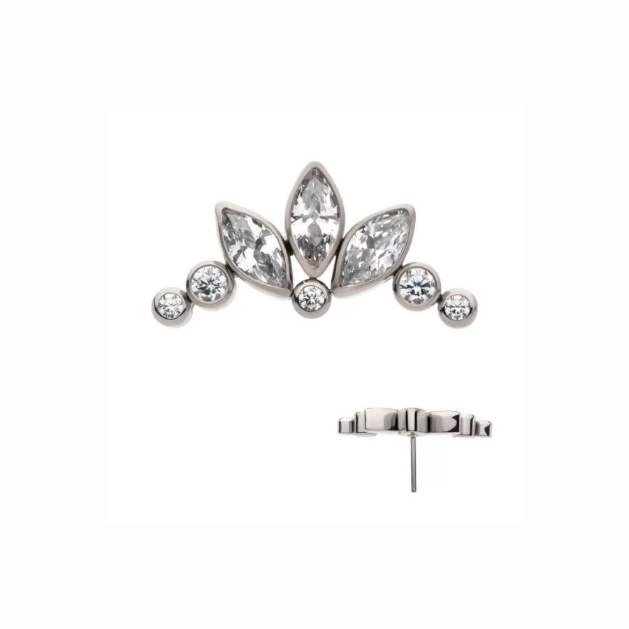 [iv_em_th_06-titres20087] Piercing Embout - Titane F136 Gamme Invictus - Embout 6 sans filetage threadless marquise 7 strass*