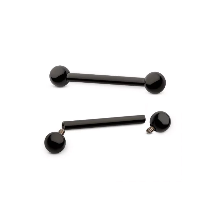 Piercing Barbell - Titane F136 Interne Gamme Invictus - Barbell avec pas de vis interne et bille noire*