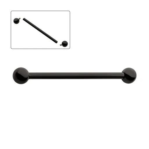 Piercing Barbell - Titane F136 Noir Gamme Invictus - Barbell 05 avec pas de vis interne et bille noire*