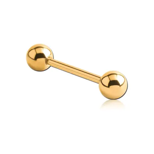 Piercing Barbell - Barbell Gold F136 Stérile Gamme Onixium - Barbell avec pas de vis externe et bille*