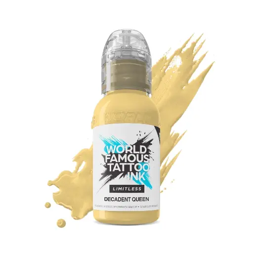 [ki_encre_world_decadent_queen-LTJKDQ1-S] Encre Tattoo Jaune - World Famous Ink Limitless Decadent Queen - Melange pour le tatouage REACH 30 ml du set jenna kerr baroque