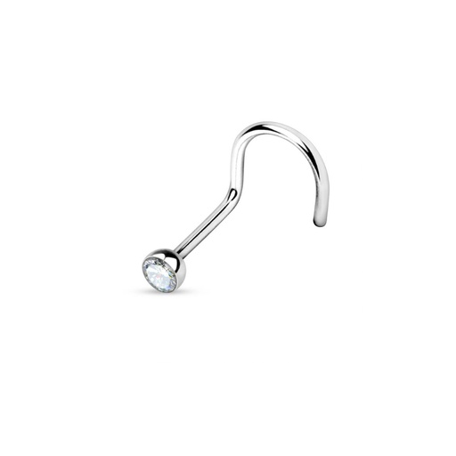 Piercing De Nez Titane G23 Stérile - Stud de Nez grande courbe en titane avec bille ou strass