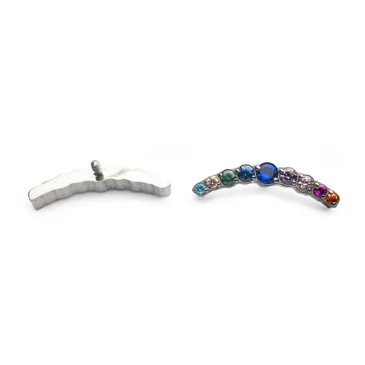 Piercing Embout - Titane F136 Gamme Hand Ink - Embout 172 avec pas de vis interne 0,9 mm pour piercing 1,2 mm courbe de strass*