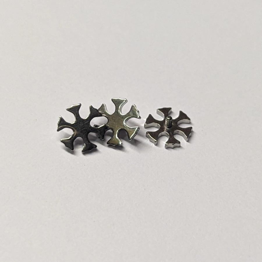 [em12-P098] Piercing Embout - Titane F136 Gamme Hand Ink - Embout 98 avec pas de vis interne vis flocon