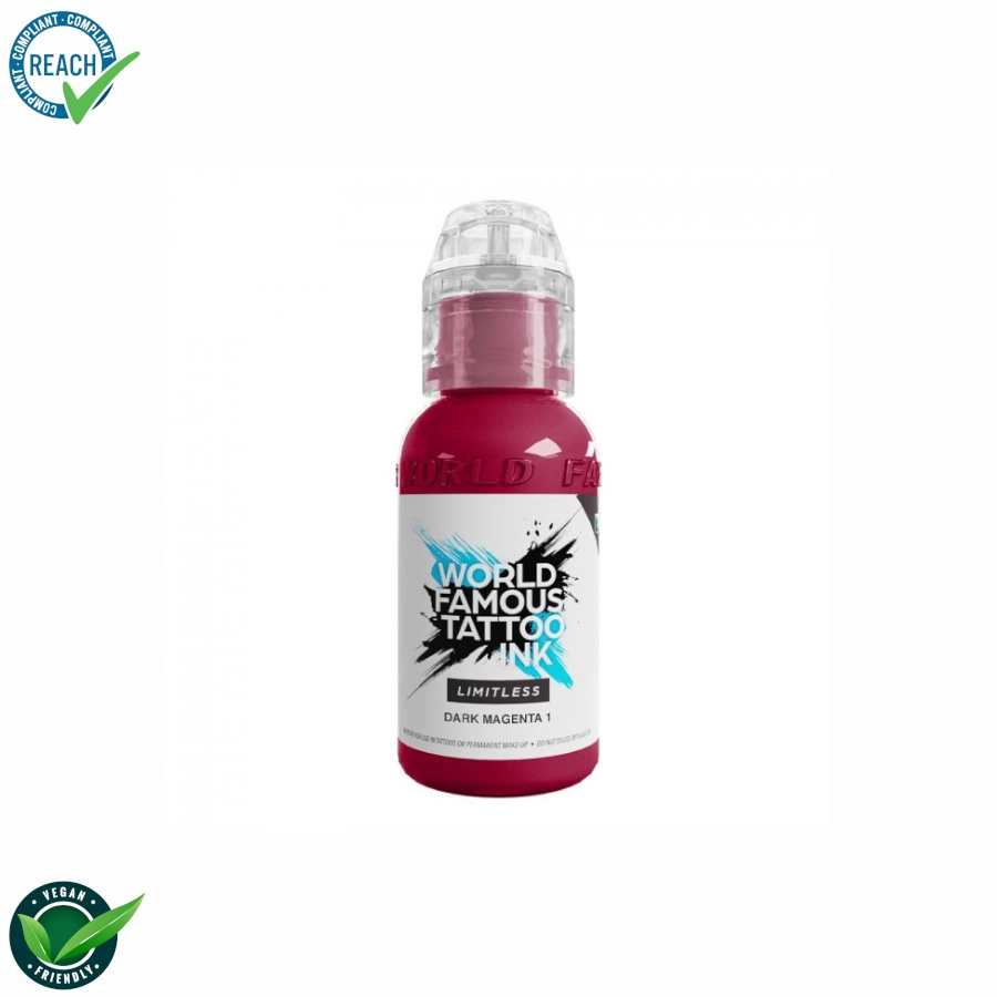 [ki_world_limitless_dark_magenta_1] World Famous Ink Limitless Dark Magenta 1 - Mélange pour le tatouage encre REACH 30ml