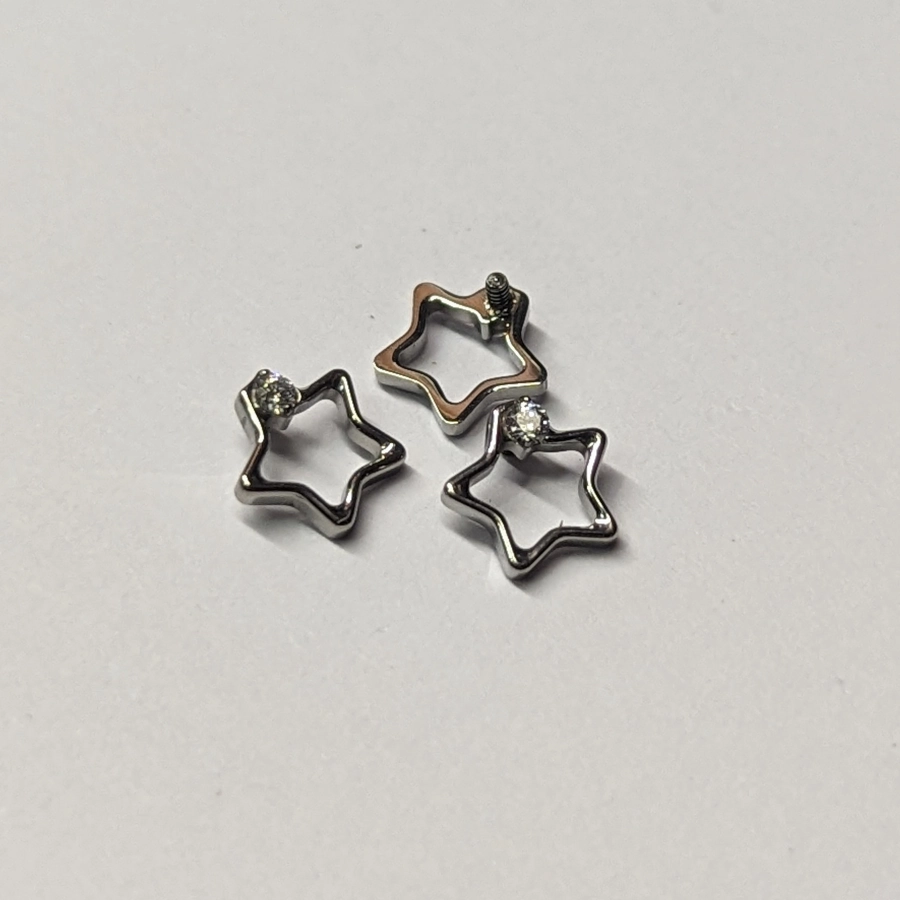 [em17-P209-09] Piercing Embout - Titane F136 Gamme Hand Ink - Embout 209 avec pas de vis interne étoile strass