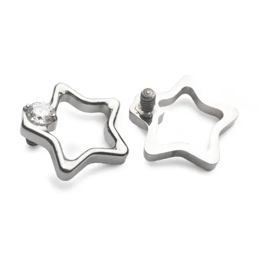 [ns_embout_209-p209_09] Piercing Embout - Titane F136 Gamme Hand Ink - Embout 209 avec pas de vis interne 0,9 mm pour piercing 1,2 mm étoile strass 6 mm*