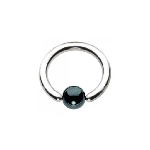 Piercing Anneau - Titane G23 Stérile - Anneau bcr avec bille hématite*