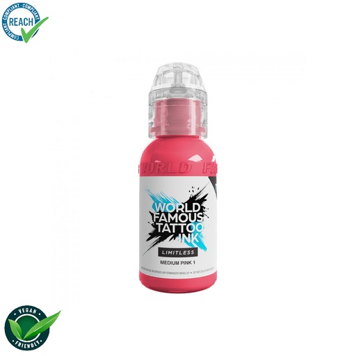[ki_world_limitless_medium_pink_1] World Famous Ink Limitless Medium Pink 1 - Mélange pour le tatouage encre REACH 30ml