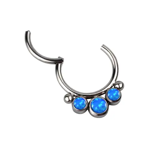 Piercing Anneau - Titane F136 Gamme Hand Ink - Clicker 21 avec fermeture à charnière 3 opales*