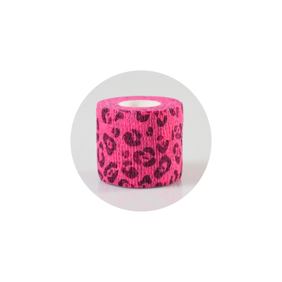 Couvre Grip Tattoo - Strap Leopard Rose Gamme Itc - Bande cohésive pour manchon de tatouage 5 cm