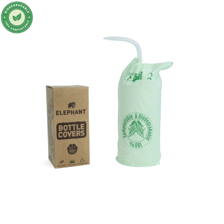 [ts_rouleau_bouteille_elephant] Protection Bouteille Biodégradable - Elephant bottle cover 200 sachets pour bouteille de tatouage en rouleaux 12 x 20 cm