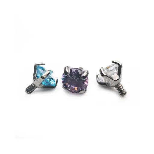 Embout Titane Piercing - Gamme Hand Ink - Embout 01 en titane f136 pour pas de vis interne strass griffe