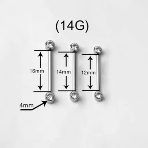 Piercing Barbell - Titane F136 Gamme Hand Ink - Barbell avec pas de vis interne sertie de 2 strass*