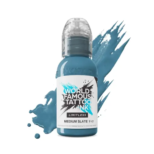 [ki_encre_world_medium_slate_1-LTMS1V21-S] Encre Tattoo Bleue - World Famous Ink Limitless Medium Slate 1 V2 - Mélange pour le tatouage reach 30 ml*