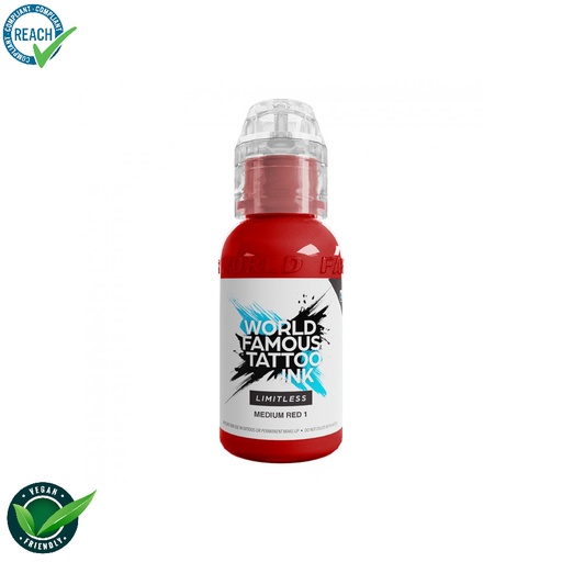 [ki_world_limitless_medium_red_1] World Famous Ink Limitless Medium Red 1 - Mélange pour le tatouage encre REACH 30ml