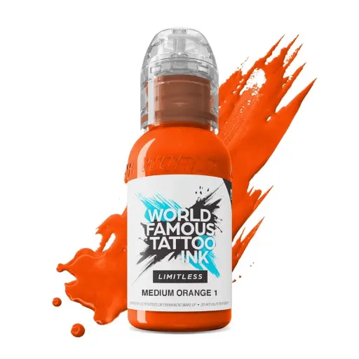 [ki_encre_world_famouss_medium_orange_1-LTMO11-S] Encre Tattoo Orange - World Famous Ink Limitless  Medium Orange 1 - Melange pour le tatouage encre REACH 30 ml