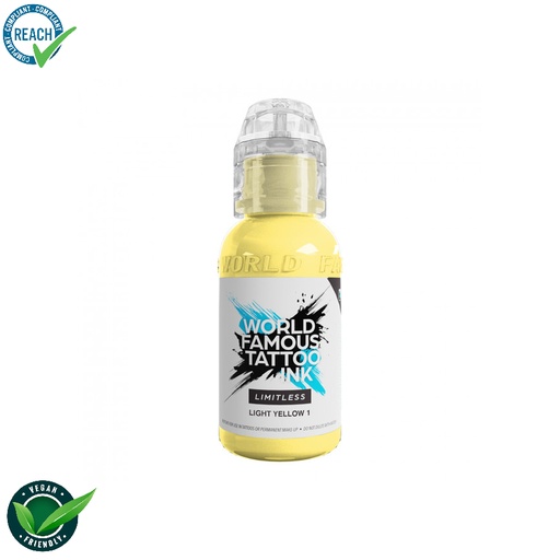 [ki_world_limitless_light_yellow_1] World Famous Ink Limitless Light Yellow 1 - Mélange pour le tatouage encre REACH 30ml